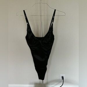Black Satin Medium Corset style Bodysuit